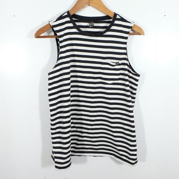 Fox Tops - Fox Racing Tank Top Womens Medium White Black Striped Lightweight Summer Crew